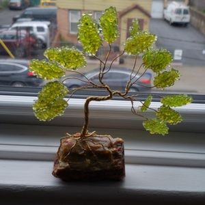 Crystal and copper tree